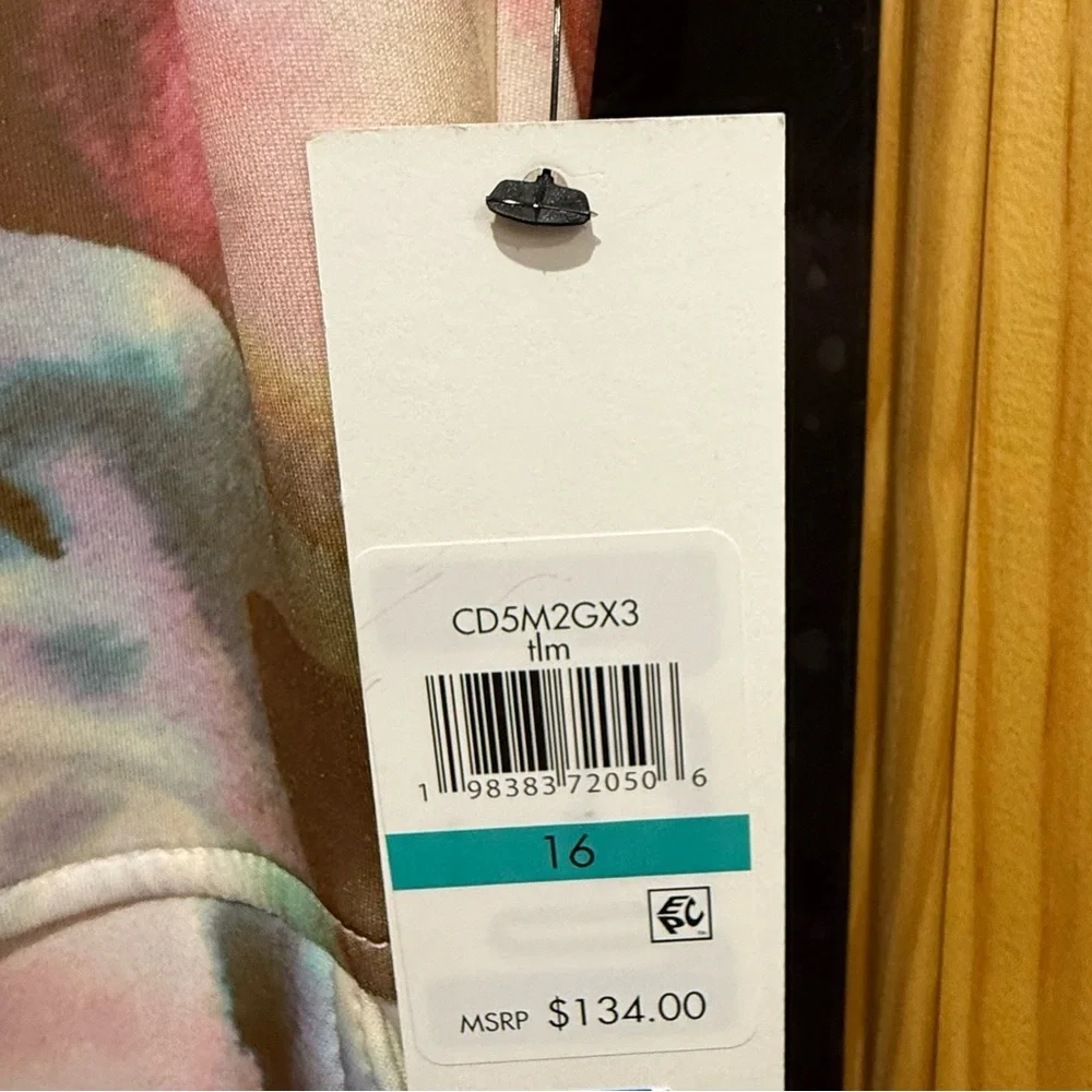 Calvin Klein Women's Floral Belted Jewel-Neck A-Line Dress - Picture 7 of 8